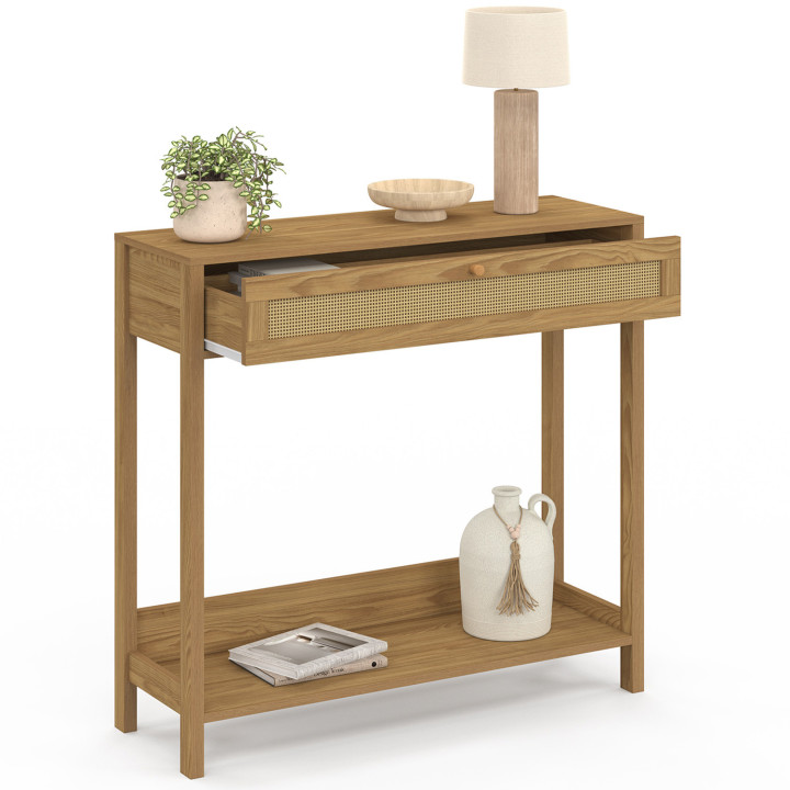 Consolle a 1 cassetto con effetto canna naturale - HANAE | IdMarket