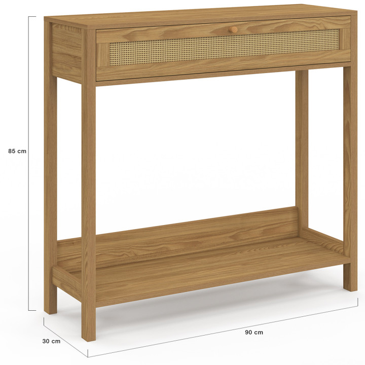 Consolle a 1 cassetto con effetto canna naturale - HANAE | IdMarket