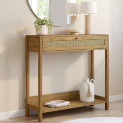 Consolle a 1 cassetto con effetto canna naturale - HANAE | IdMarket