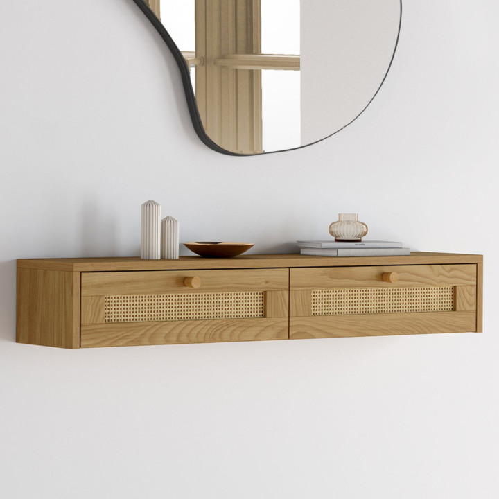 Consolle da ingresso a 2 cassetti effetto canna naturale - HANAE | IdMarket