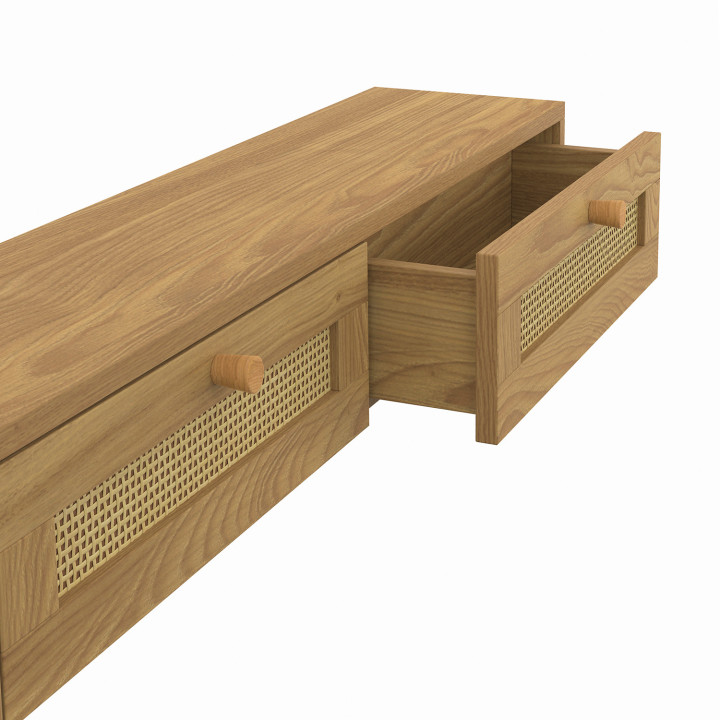 Consolle da ingresso a 2 cassetti effetto canna naturale - HANAE | IdMarket