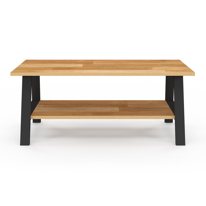 Tavolino rettangolare 100 cm con doppio piano in legno e nero - MADELEINE | IdMarket