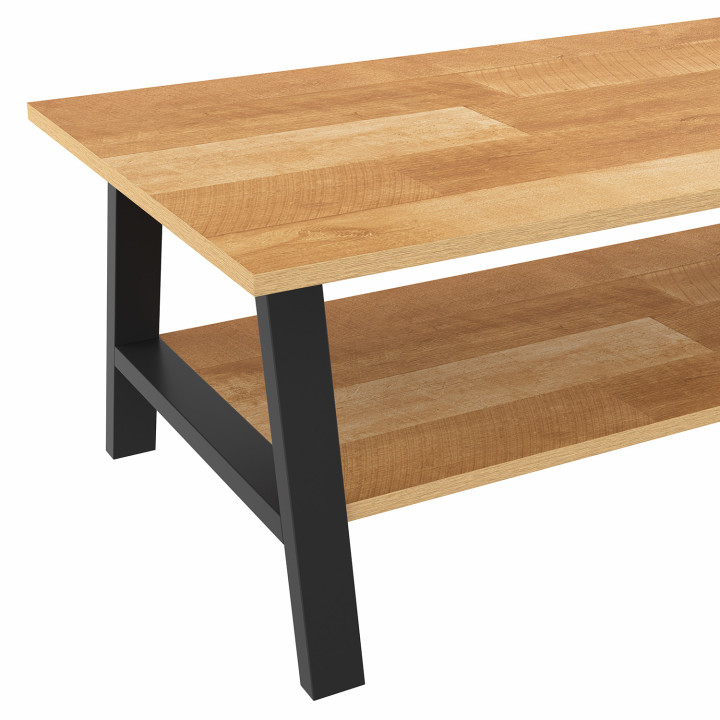 Tavolino rettangolare 100 cm con doppio piano in legno e nero - MADELEINE | IdMarket