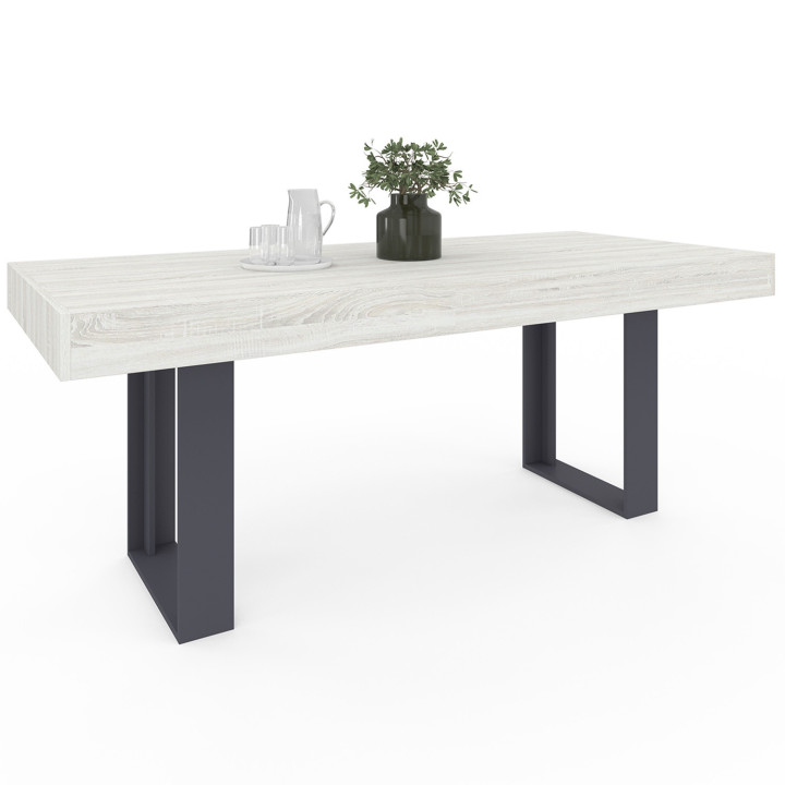 Tavolo da pranzo industriale in legno grigio 224 cm - PHOENIX | ID Market