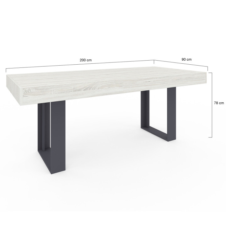 Tavolo da pranzo industriale in legno grigio 224 cm - PHOENIX | ID Market