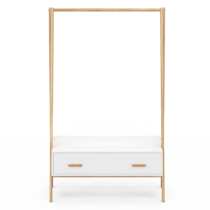 Portapacchi per bambini 130 cm con 1 porta bianca e legno - LEON | IdMarket