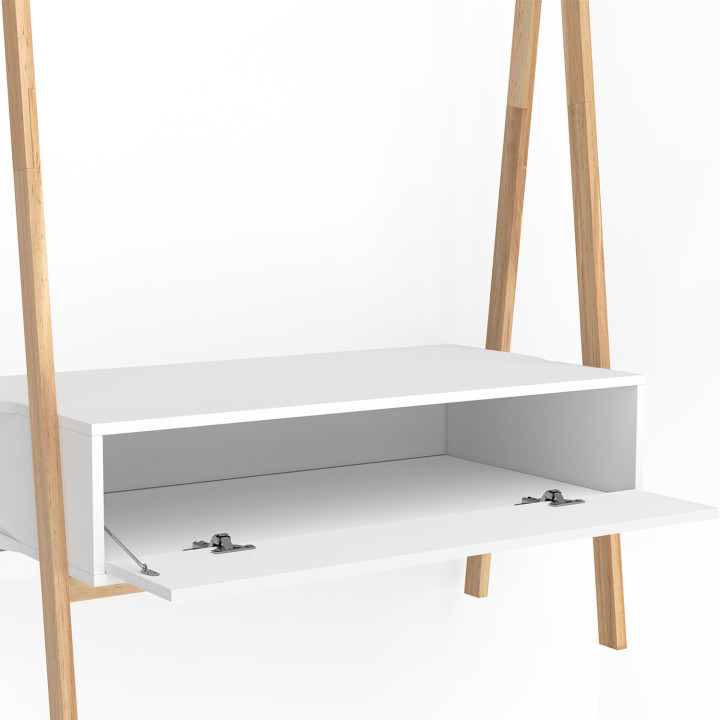 Portapacchi per bambini 130 cm con 1 porta bianca e legno - LEON | IdMarket