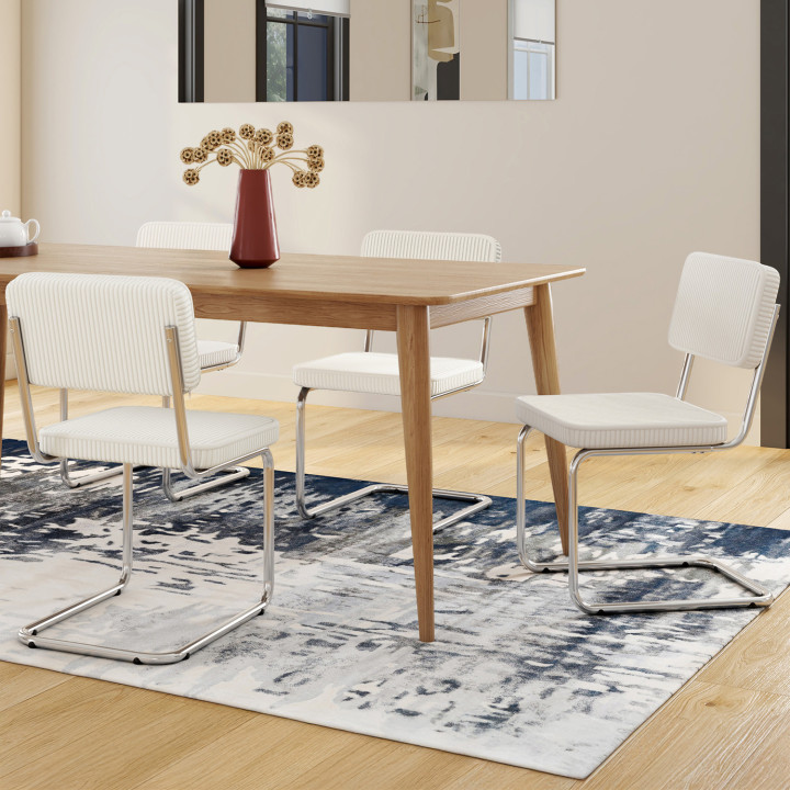 Set di 4 sedie a sbalzo in velluto a coste beige con gambe in metallo - NAHE | IdMarket