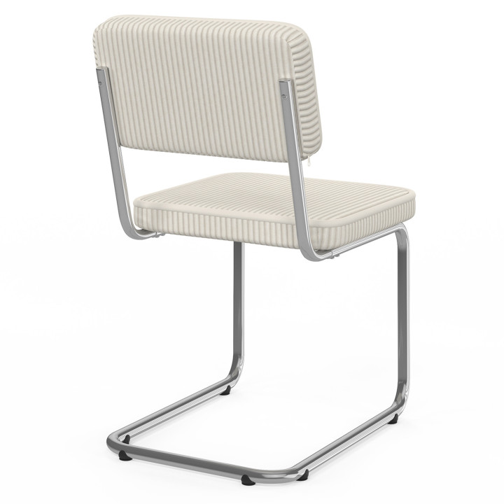 Set di 4 sedie a sbalzo in velluto a coste beige con gambe in metallo - NAHE | IdMarket