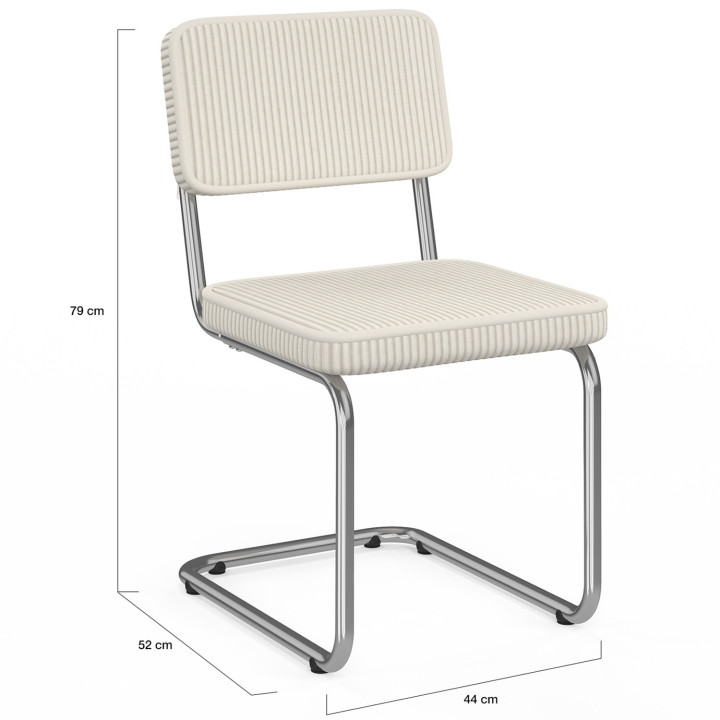 Set di 4 sedie a sbalzo in velluto a coste beige con gambe in metallo - NAHE | IdMarket