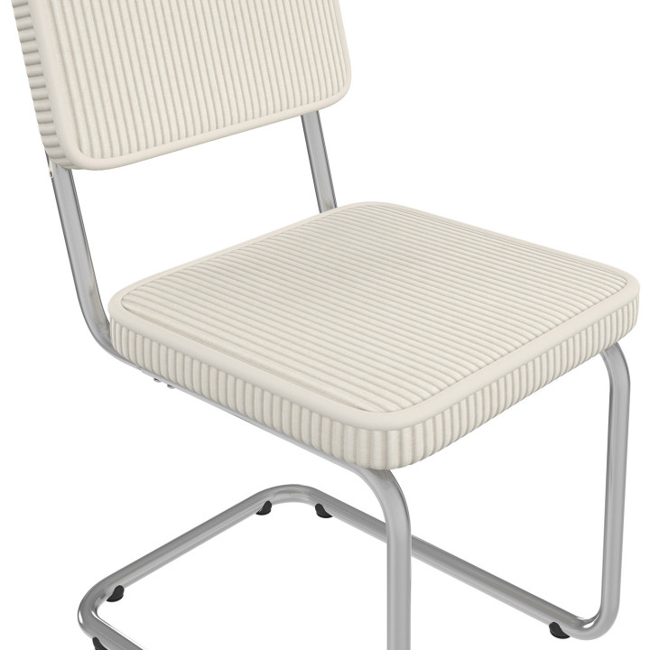 Set di 4 sedie a sbalzo in velluto a coste beige con gambe in metallo - NAHE | IdMarket