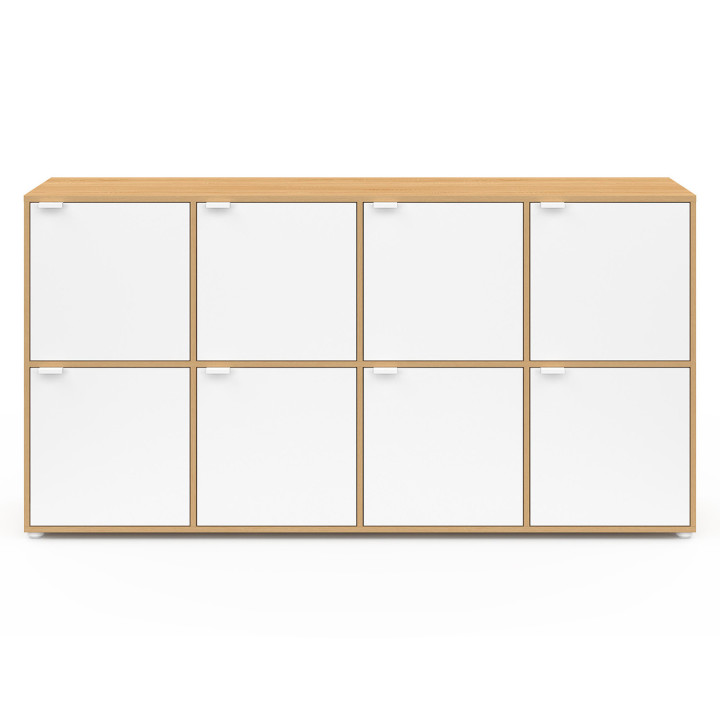 Buffet 139 cm 8 ante bianco e legno - CASSIE | IdMarket