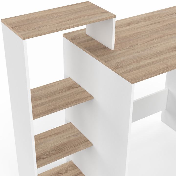 Scrivania con ripiani laterali modulari in faggio e bianco - LILIAN | IdMarket