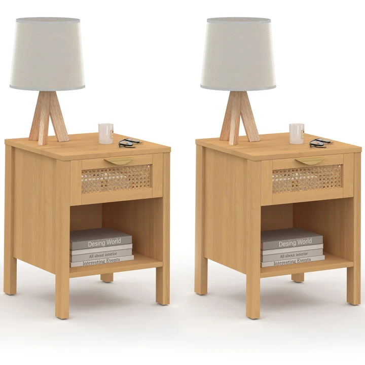 Comodini in legno chiaro con cassetto e nicchia - EDHEN | ID Market