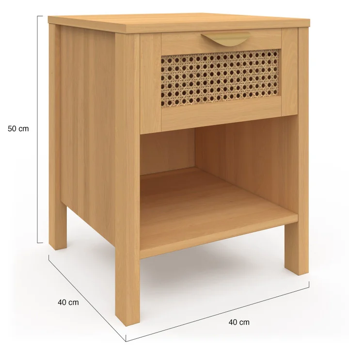 Comodini in legno chiaro con cassetto e nicchia - EDHEN | ID Market