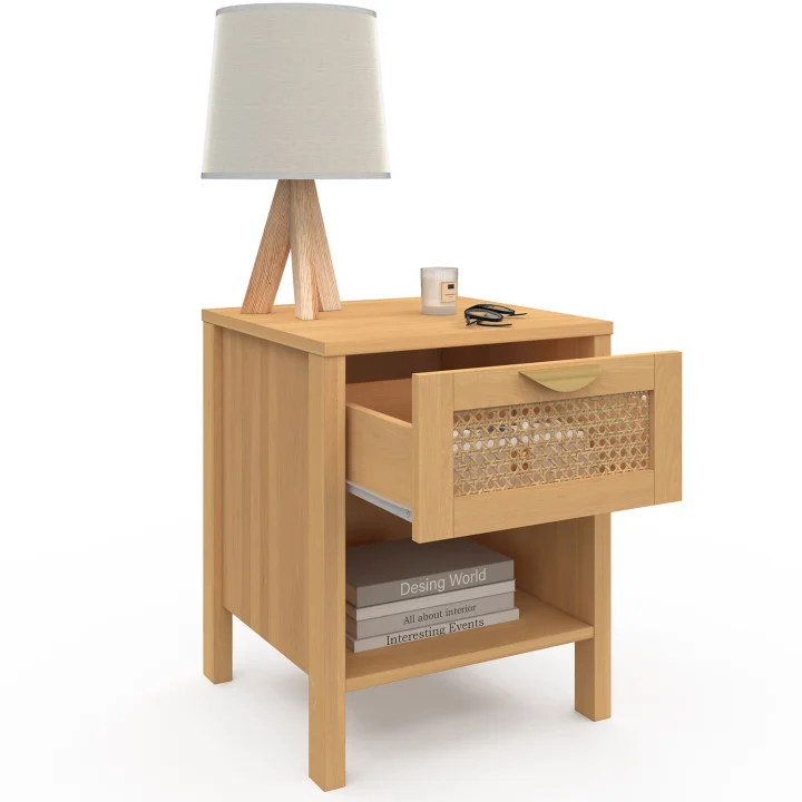 Comodini in legno chiaro con cassetto e nicchia - EDHEN | ID Market