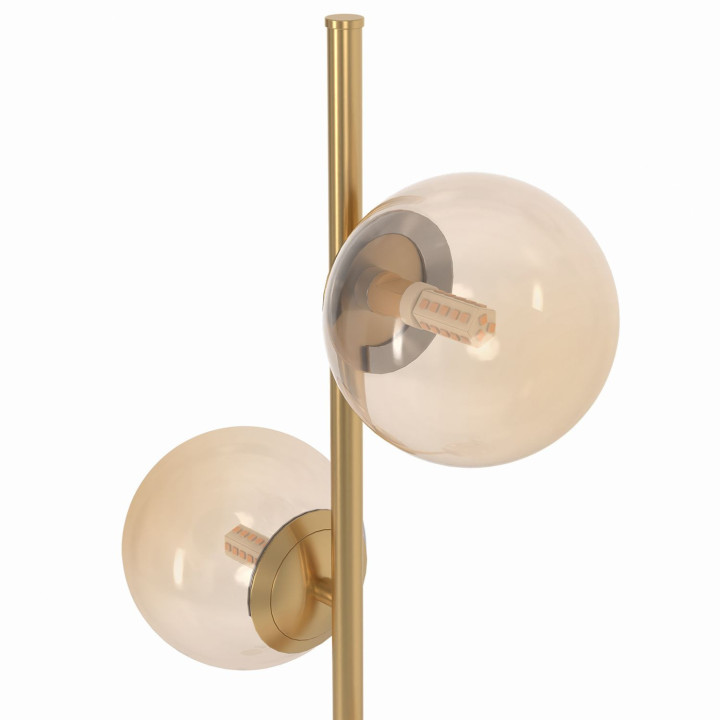 Lampada da terra in metallo dorato con 3 paralumi a globo in vetro | IdMarket