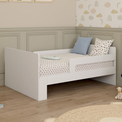 Letto singolo trasformabile 90 x 140/190 cm con base e sponde in legno bianco - GASPARD | IdMarket
