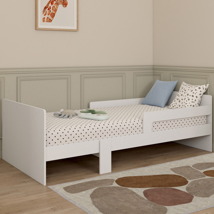 Letto singolo trasformabile 90 x 140/190 cm con base e sponde in legno bianco - GASPARD | IdMarket