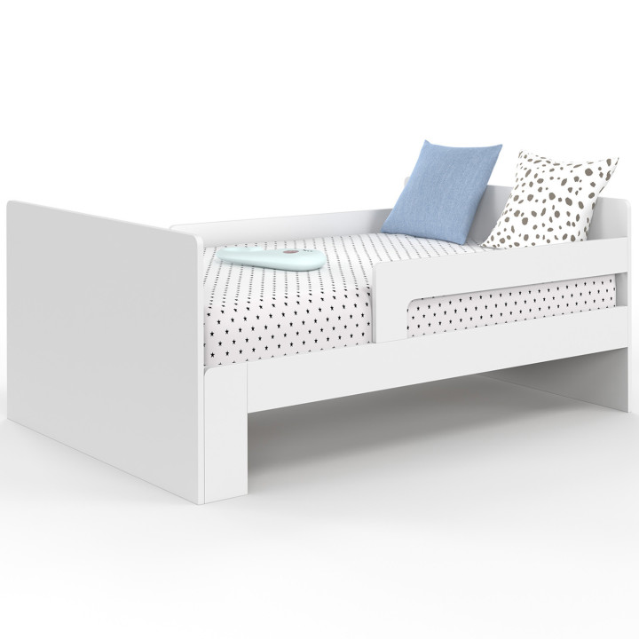Letto singolo trasformabile 90 x 140/190 cm con base e sponde in legno bianco - GASPARD | IdMarket