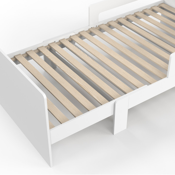 Letto singolo trasformabile 90 x 140/190 cm con base e sponde in legno bianco - GASPARD | IdMarket