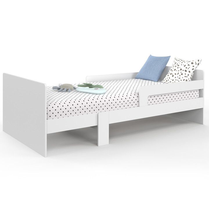 Letto singolo trasformabile 90 x 140/190 cm con base e sponde in legno bianco - GASPARD | IdMarket