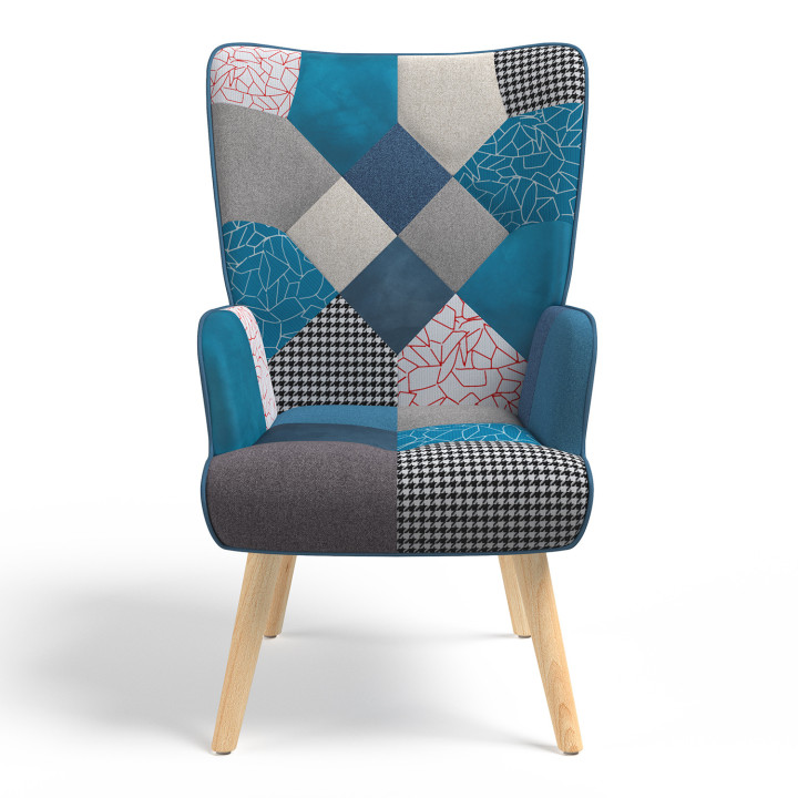 Poltrona scandinava patchwork blu - IVAR | ID Market