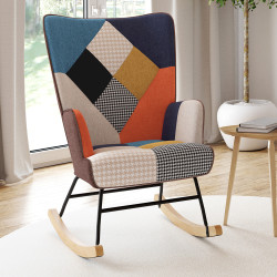 Sedia a dondolo scandinava in tessuto patchwork - IVAR | IdMarket