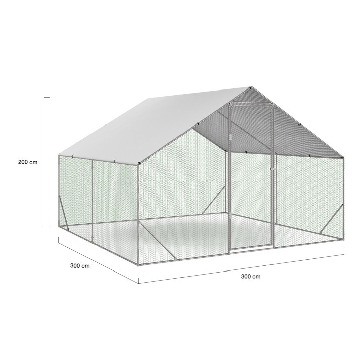 Recinto per polli 9m2 3x3m economico in filo metallico | ID Market