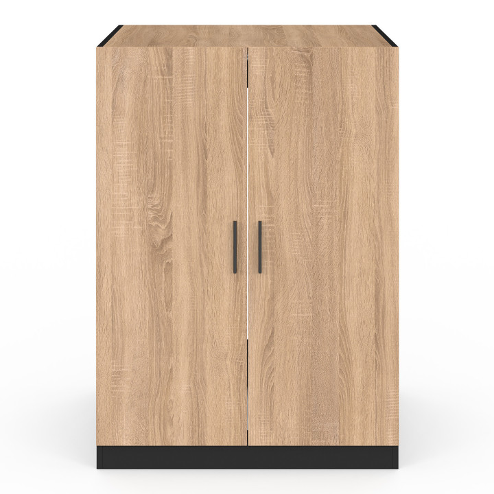 Armadio per lavatrice con ante nere e faggio - WALLIS | IdMarket