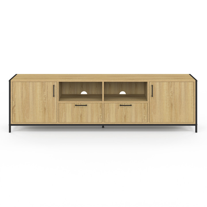 Porta TV 180 cm 2 ante 2 cassetti design industriale - DETROIT | IdMarket