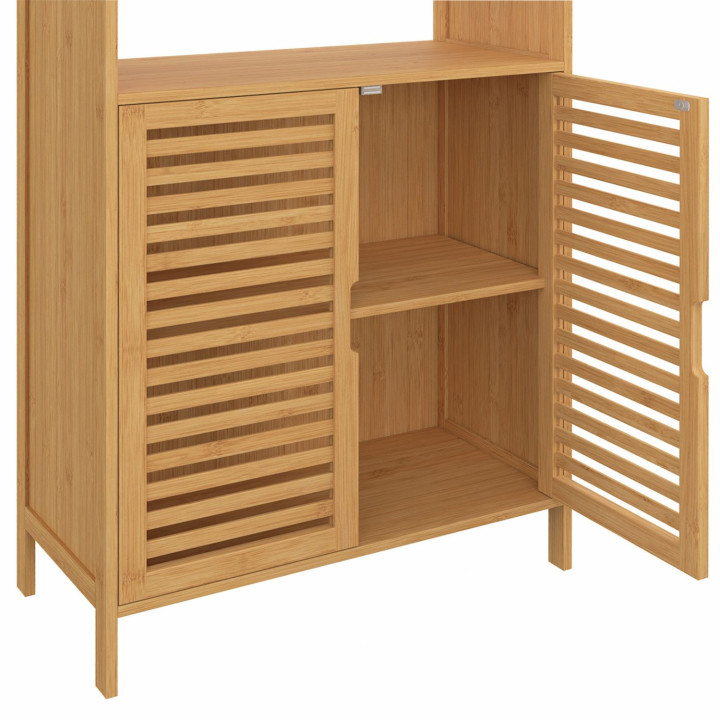 Mobile da bagno alto in bambù con 4 ante e 2 nicchie - BEA | IdMarket