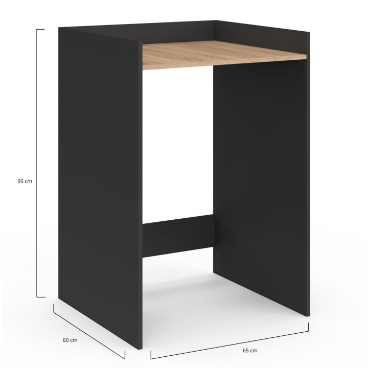 Mobile per lavatrice in legno nero e faggio - WALLIS | IdMarket