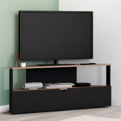 Porta TV angolare in legno nero e faggio 100 cm - ELI | ELI IDMarket