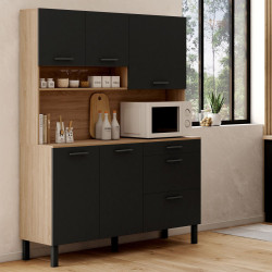 Credenza a 5 ante con 3 cassetti in faggio e nero - CINA | IdMarket