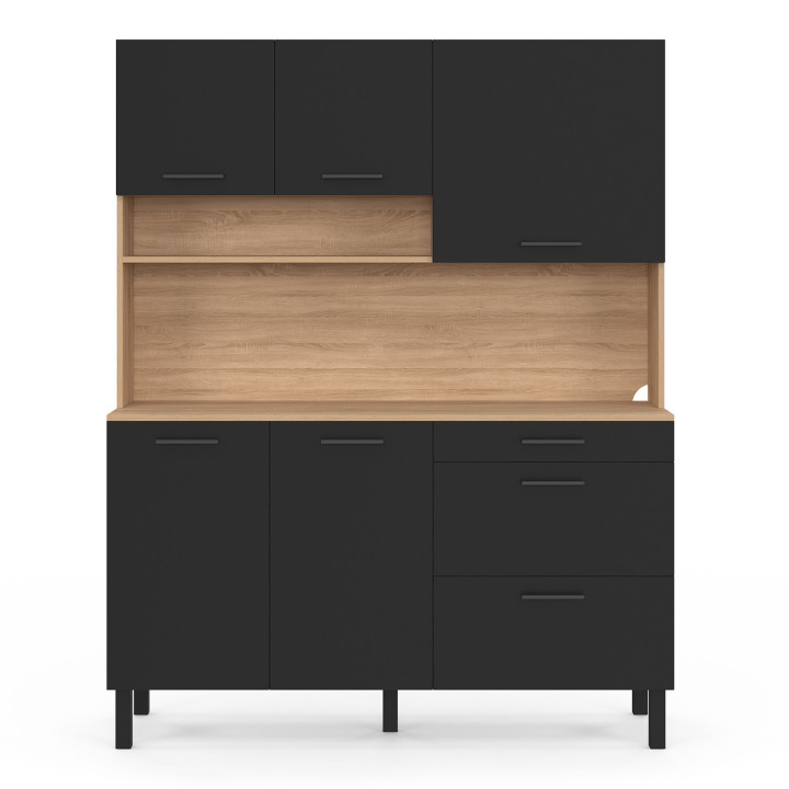 Credenza a 5 ante con 3 cassetti in faggio e nero - CINA | IdMarket