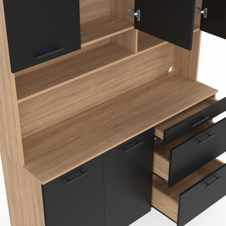 Credenza a 5 ante con 3 cassetti in faggio e nero - CINA | IdMarket