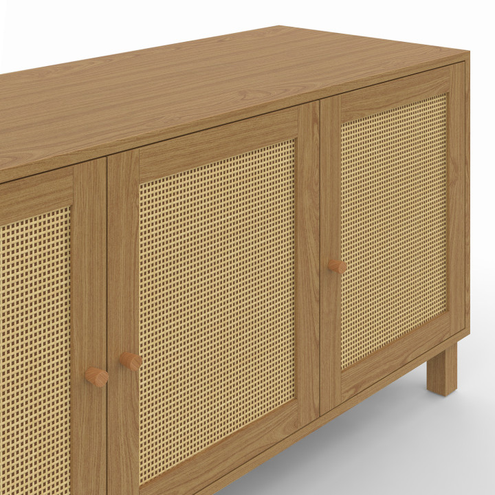 Credenza bassa vintage a 3 ante da 113 cm effetto canna - HANAE | ID Market