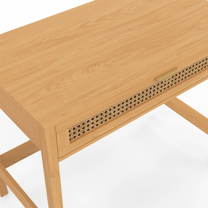 Scrivania a 1 cassetto in legno e canna - EDHEN | IdMarket