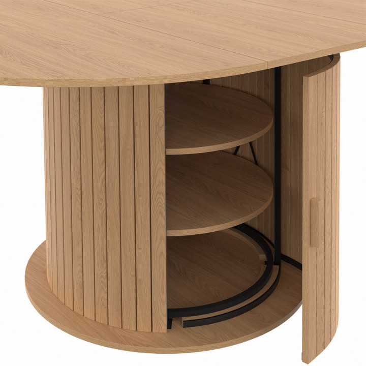 Tavolo da pranzo rotondo allungabile per 4-8 persone con gambe a doghe 110-150 cm - JULIETTE | IdMarket