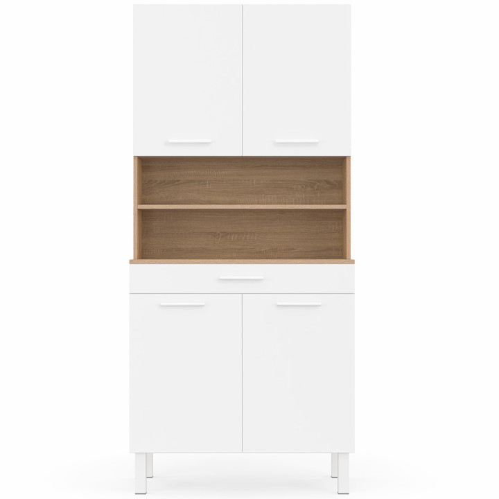 Comò da cucina in legno bianco e faggio 80 cm - CINA | ID Market