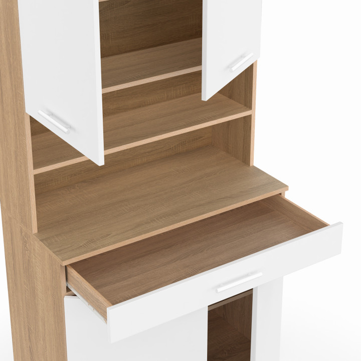 Comò da cucina in legno bianco e faggio 80 cm - CINA | ID Market