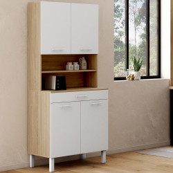 Comò da cucina in legno bianco e faggio 80 cm - CINA | ID Market