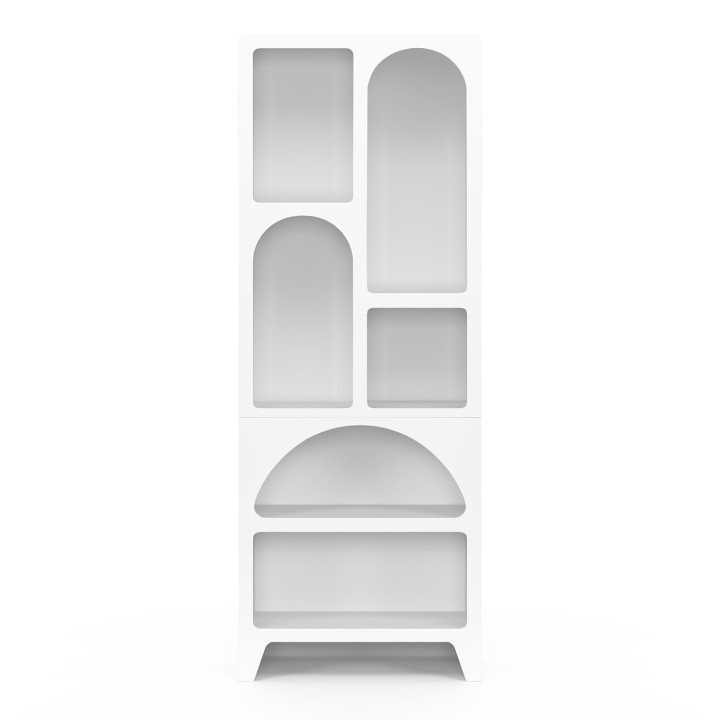 Libreria in stile organico con 6 scomparti in legno bianco - ALESIA | IdMarket