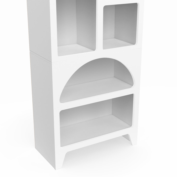 Libreria in stile organico con 6 scomparti in legno bianco - ALESIA | IdMarket