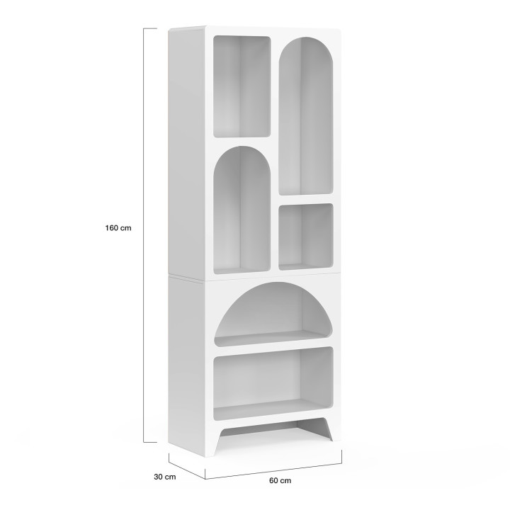 Libreria in stile organico con 6 scomparti in legno bianco - ALESIA | IdMarket
