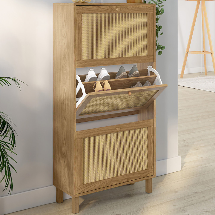 Scarpiera vintage a 3 ante a effetto canna - HANAE | ID Market