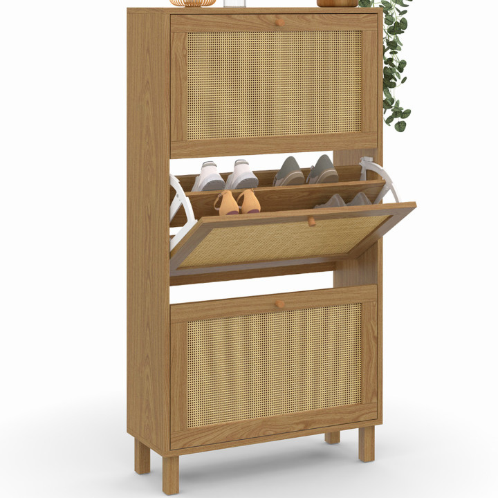 Scarpiera vintage a 3 ante a effetto canna - HANAE | ID Market