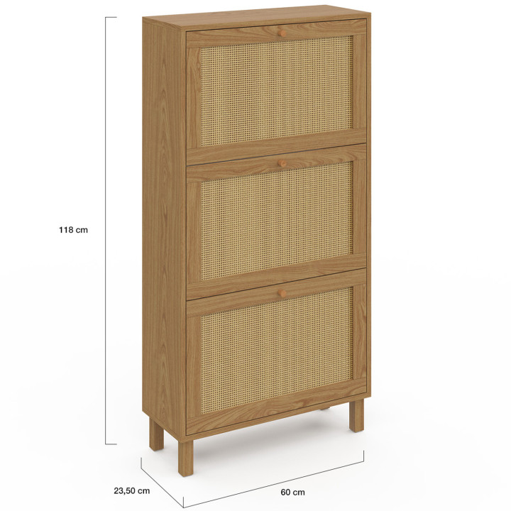 Scarpiera vintage a 3 ante a effetto canna - HANAE | ID Market