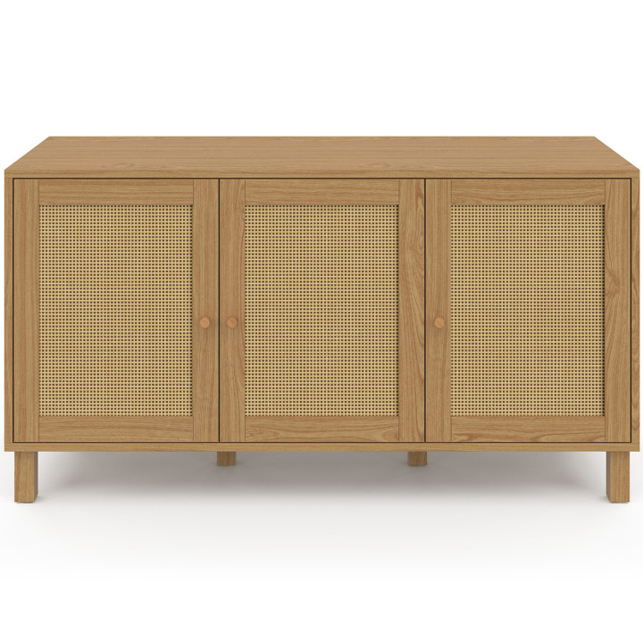 Credenza bassa vintage a 3 ante da 113 cm effetto canna - HANAE | ID Market
